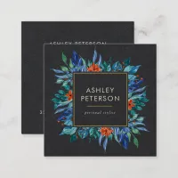 Painted Floral Botanical Elegant Modern Square Business Card