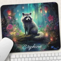 Enchanted Forest Raccoon Personalized Mouse Pad