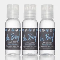 Chalkboard Blue Boy Paw Print Baby Shower Hand Sanitizer