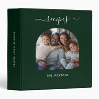 Recipe emerald green family photo script 3 ring binder