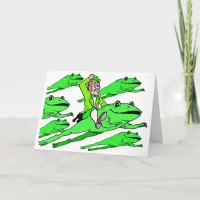 Riding a Frog on St. Patrick's Day Card