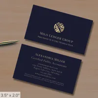 Dark Blue Gold Logo Business Card