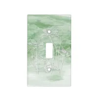 Green Watercolor and Poppies Light Switch Cover