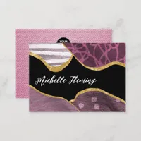 Purple and Gold Linen Fabric Business Card