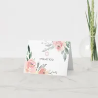 Pastel Blush Pink Floral Bat Mitzvah Thank You Car Card