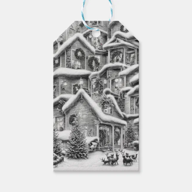  Noël noir et blanc Gift Tags