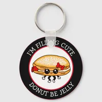 Cute Funny Kawaii Style Jelly Donut Puns Keychain