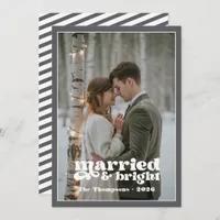 White & Gray Newlyweds Christmas Holiday Card