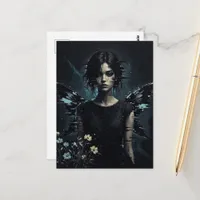 A Glitch Fairy with Flowers Postcard