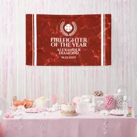 Elegant Firefighter of the Year Red Marble Banner