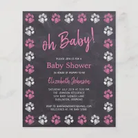 Budget Chalkboard Pink Girl Paw Prints Baby Shower