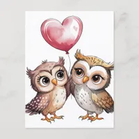 The Owls with a heart balloon Postcard