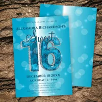 Dazzling Blue Gemstone Sweet 16 Celebration Invitation