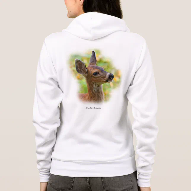 Vignetted Portrait of Smiling Blacktail Deer Fawn  Hoodie