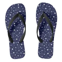 Stars and constellations on night sky flip flops