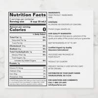 FDA Compliant Blank Custom Nutrition Food Label