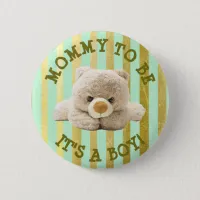 Mom to be "Teddy Bear" Geen Baby Shower Button