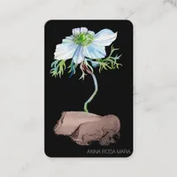 *~ Floral QR code White Anemone Rose Gold Business Card