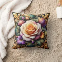 Vibrant Roses With Elegant Floral Design Throw Pillow