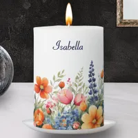 Bloom Where You Are Planted Floral Personalized Pillar Candle