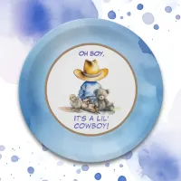 Little Cowboy Themed Baby Shower Paper Plates