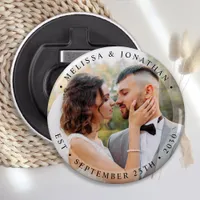 Modern Bride Groom Simple Photo Wedding Bottle Opener