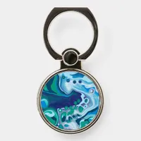 Blue and Green Digital Marble Fluid Art    Phone Ring Stand