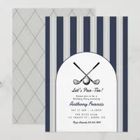 Navy, Soft Grey, & White Golf Birthday Party Invitation