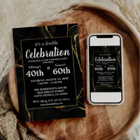 Elegant Black & Gold Marble Birthday Party Invitation