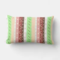 Brown, Burgundy, Green and Mauve Whimsical  Lumbar Pillow