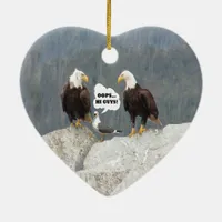 Funny Eagles and Seagull Ceramic Ornament