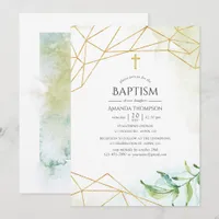 Watercolor Geometric Baptism Invitation
