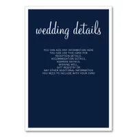 Navy Modern Wedding Details Enclosure Cards