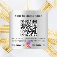 Silver business QR code Instagram follow Square Sticker