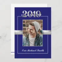 Class of 2019 Blue & Silver Graduation Party Invitation