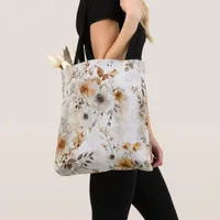 Cozy Autumn Floral Botanical Print Tote Bag