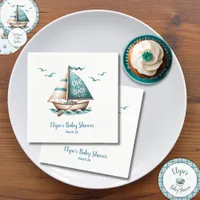 "Oh, Baby" Nautical Baby Shower Paper Napkin