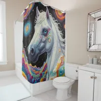 Cosmic Psychedelic Horse: Surreal Journey  Shower Curtain