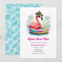 Hottie Shots Club Flamingo Pool Bachelorette Party Invitation