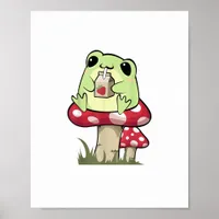 Mushroom Frog Goblincore Mycology Creative Style Poster