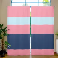 Color Block Light Dark Navy Blue Salmon Pink Blackout Curtains