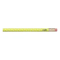 Lemon Yellow Polka Dot Patterned Retro Monogram Pencil