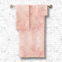 Elegant chic pink rose quartz glitter marble bath towel set