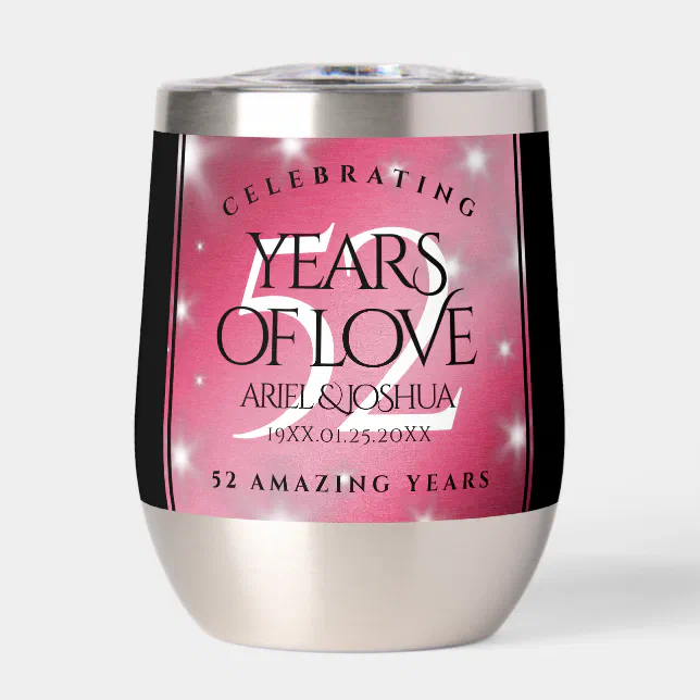 Elegant 52nd Star Ruby Wedding Anniversary Thermal Wine Tumbler