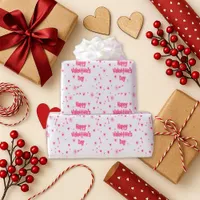 Playful Pink Red Valentine Text Wrapping Paper