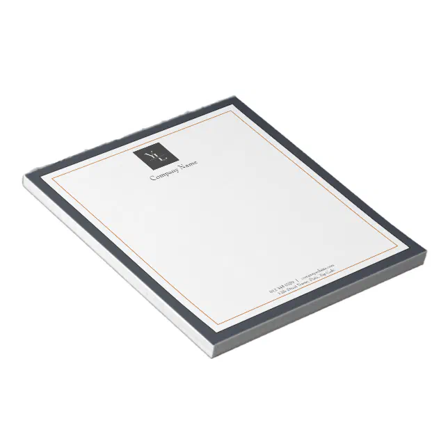 Modern Black White Gold with Business Logo Notepad