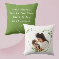 Green Hearts Custom Photo Pillow