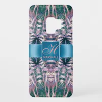 Pink Teal Fractal Art Monogram Samsung Galaxy Case