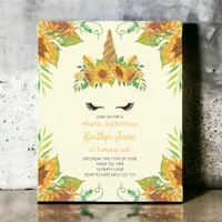 BUDGET Sunflower Floral Unicorn Yellow Invitation