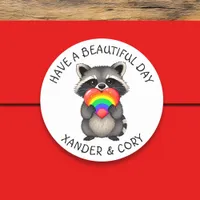 Have a Beautiful Day | LGBTQ Raccoon Classic Round Sticker
